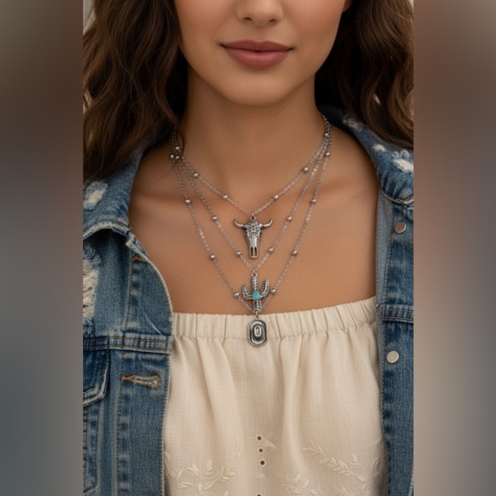 Silver Western Necklace Set (5002) - Picture 4 of 4